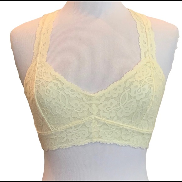 S M L NWT Free People Galloon Lace Racerback Bralette Yellow Small Medium Large - Picture 5 of 11